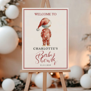 Christmas Baby Shower Welcome Santa Hat Baby Foam Board