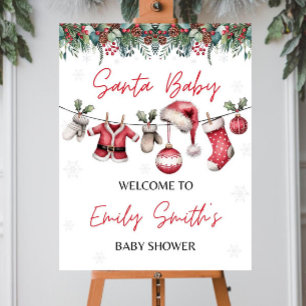 Christmas Baby Shower Welcome Sign Template, Santa
