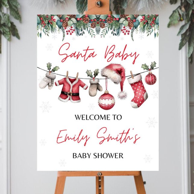 Christmas Baby Shower Welcome Sign Template, Santa (Creator Uploaded)