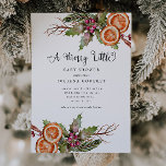 Christmas Baby Shower | Winter Botanical Invitation<br><div class="desc">Rustic Christmas theme baby shower invitation card featuring watercolor illustration of winter botanicals including,  mistletoe,  pine tree branch,  berries,  orange,  etc. The text says "a merry little baby shower."</div>