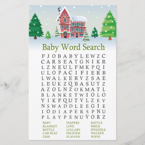 Christmas Baby Shower Word Search Game