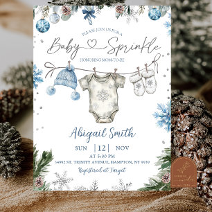 Christmas Baby Sprinkle clothesline Baby Shower Invitation