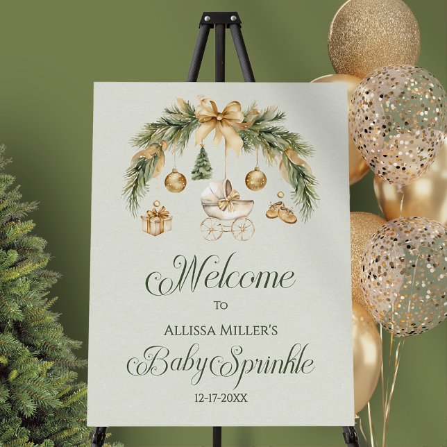 Christmas Baby Sprinkle Watercolor Welcome Sign (Christmas Baby Sprinkle Watercolor Welcome Sign)
