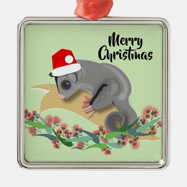 Christmas Baby Sugar Glider Metal Ornament (Front)