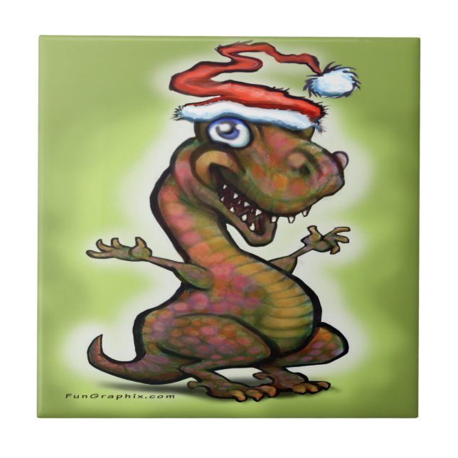 Christmas Baby T-Rex Tile (Front)