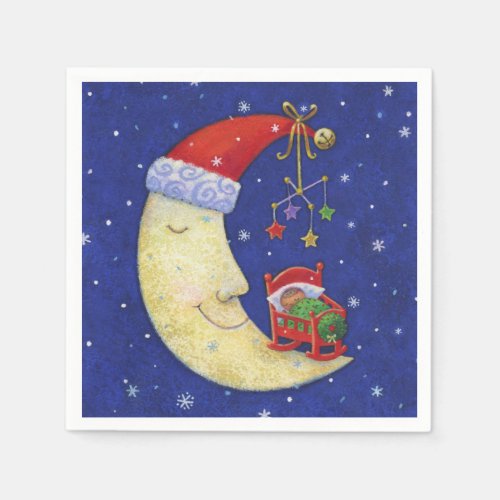 Christmas Baby w Santa Moon Holiday Napkins