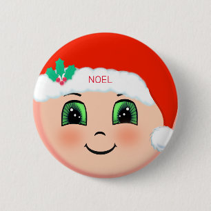 Christmas baby with happy face button