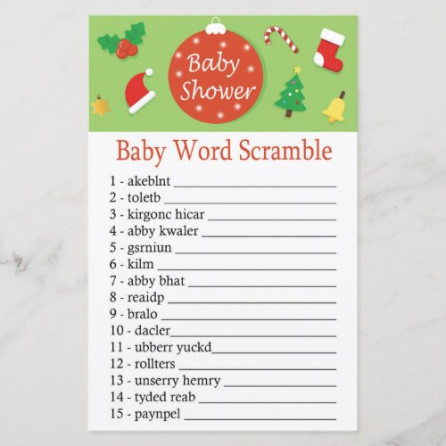Christmas Baby word scramble game