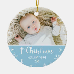 Christmas Baby's First Custom Photo and Name Ceramic Ornament
