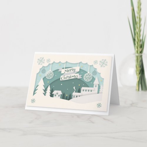 Christmas background in paper style Holiday Card