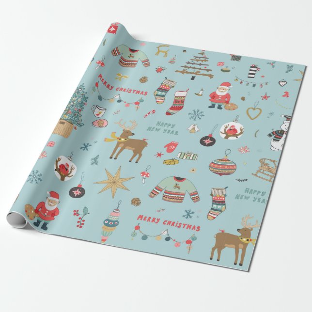 Christmas background, seamless wrapping paper patt (Unrolled)