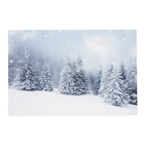 Christmas Background With Snowy Fir Trees 2 Placemat