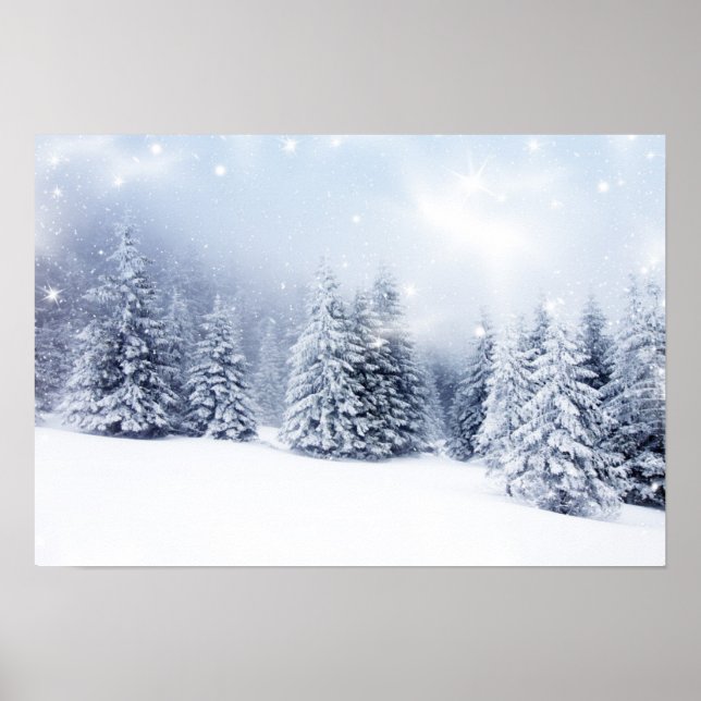 Christmas Background With Snowy Fir Trees 2 Poster (Front)