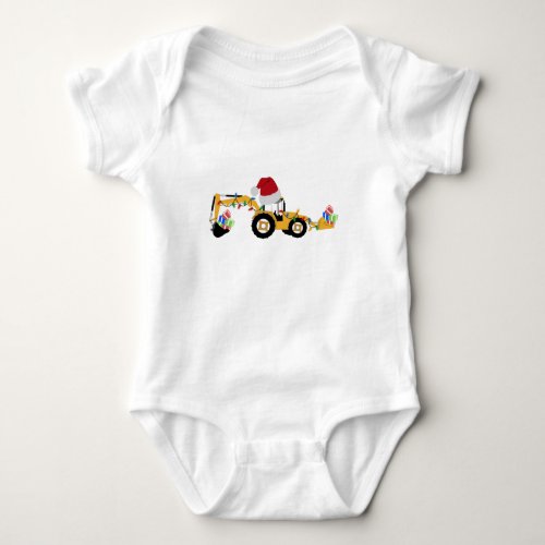 Christmas Backhoe Construction Truck  Baby Bodysuit