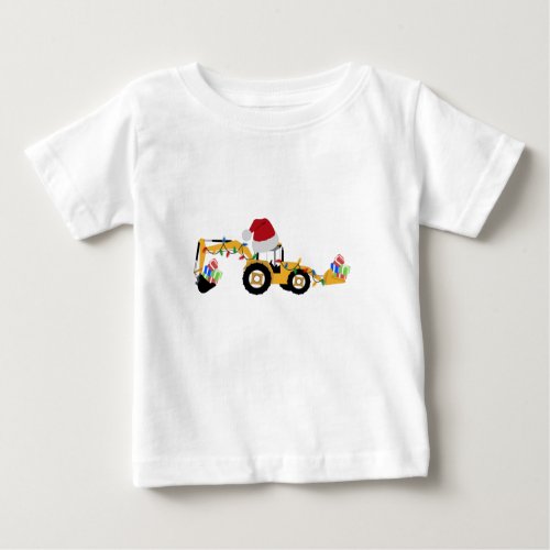 Christmas Backhoe Construction Truck Baby T_Shirt