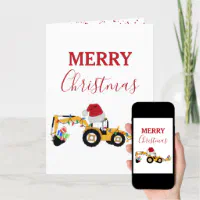 Christmas Backhoe Construction Truck Wrapping Paper, Zazzle