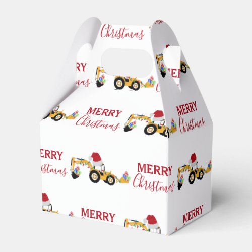 Christmas Backhoe Construction Truck   Favor Boxes