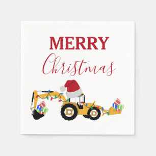 Christmas Backhoe Construction Truck Napkins