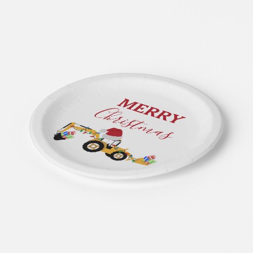 Christmas Backhoe Construction Truck  Paper Plates