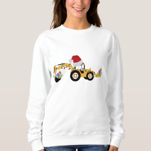 Christmas Backhoe Construction Truck Sweatshirt