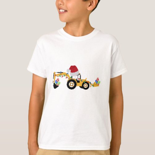 Christmas Backhoe Construction Truck  T_Shirt