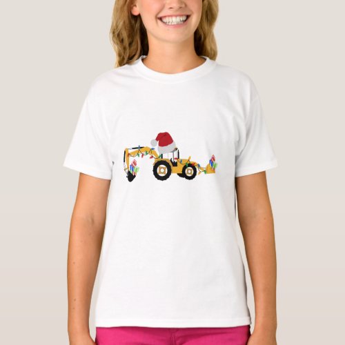 Christmas Backhoe Construction Truck  T_Shirt