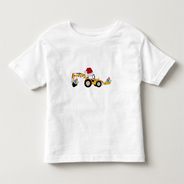 Christmas Backhoe Construction Truck Toddler T-shirt (Front)