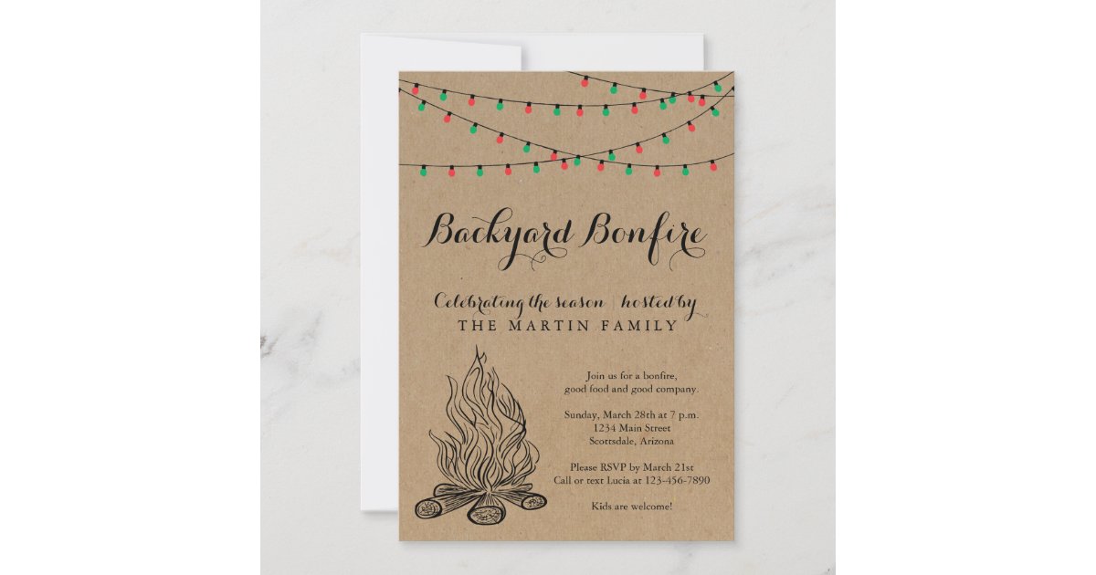 Fall R Invitations Bonfire Christmas Backyard Bonfire Fall Party Invitation | Zazzle