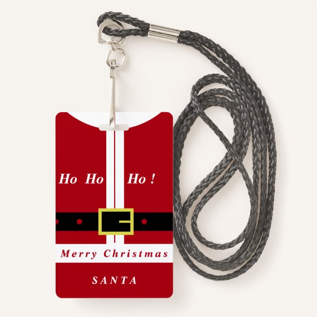 Christmas Badge Your Name Santa Claus Gift (Front with Lanyard)