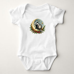 Christmas Badger Baby Bodysuit