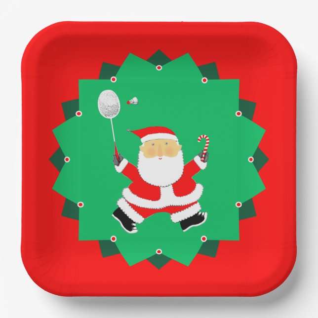 Christmas Badminton Paper Plates (Front)