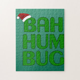 Christmas Bah Humbug Shirt Art-Xmas Humbug Santa Jigsaw Puzzle