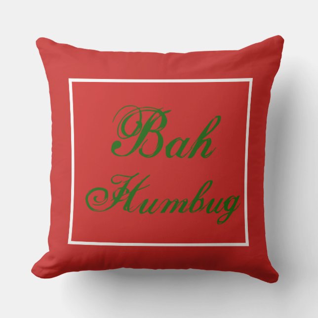Christmas Bah Humbug Throw Pillow (Front)
