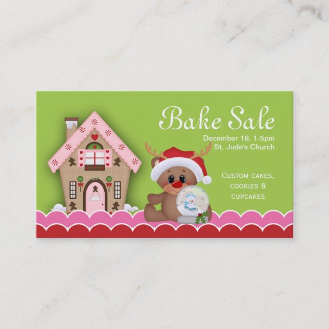 Christmas Bake Sale Business Card Gingerbread (Front)