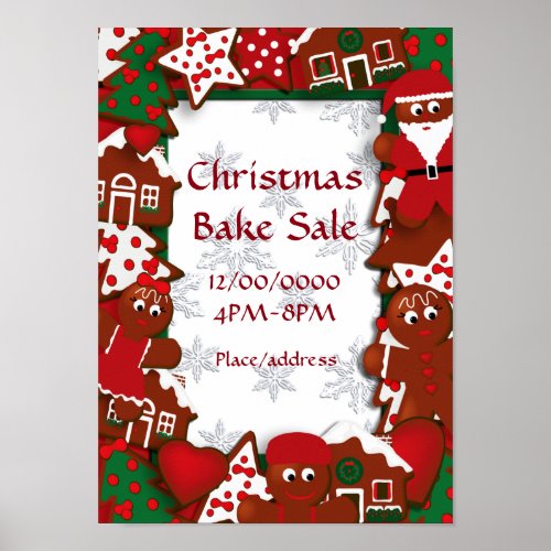 Christmas Bake Sale Gingerbread Poster