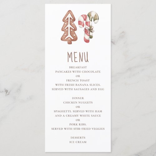 Christmas bakery dessert Gingerbread and lollipop Menu