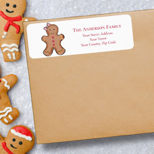 Christmas Bakery Gingerbread Girl Name Label