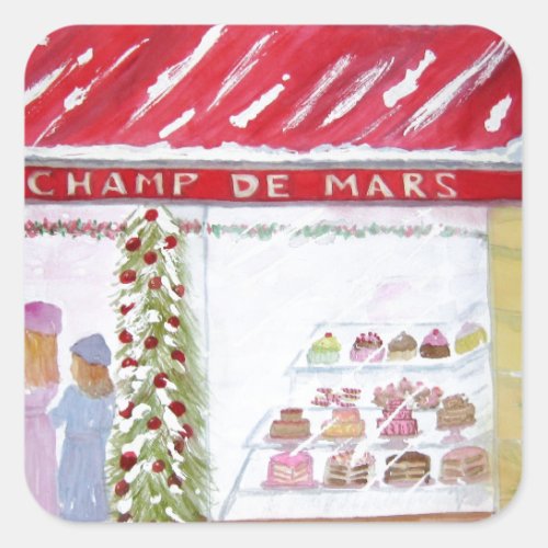 Christmas Bakery in Paris Square Sticker