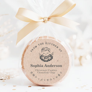Christmas Bakery Vintage Angel Kraft Paper Rustic Classic Round Sticker