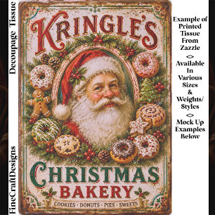 Christmas Bakery Vintage Style Sign FQ1 Decoupage Tissue Paper