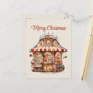 Christmas bakery watercolor add text holiday postcard