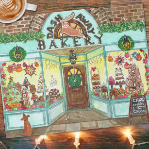 Christmas Bakery Watercolor Artist Made Holiday Jigsaw Puzzle