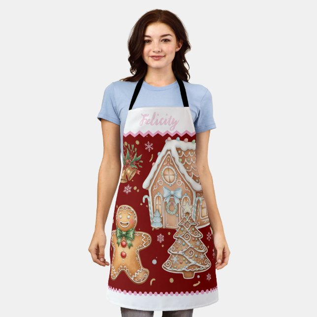 Christmas Baking Apron, Gingerbread Man, House  Apron (Worn)