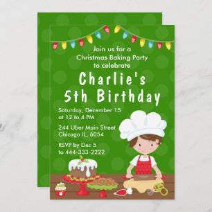 Christmas Baking Birthday Brown Hair Boy Invitatio Invitation