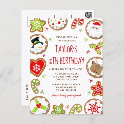 Christmas Baking Birthday Party Red and Green Postcard