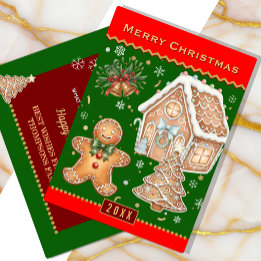 Christmas Baking Card, Gingerbread Man, Red /Green Holiday Card