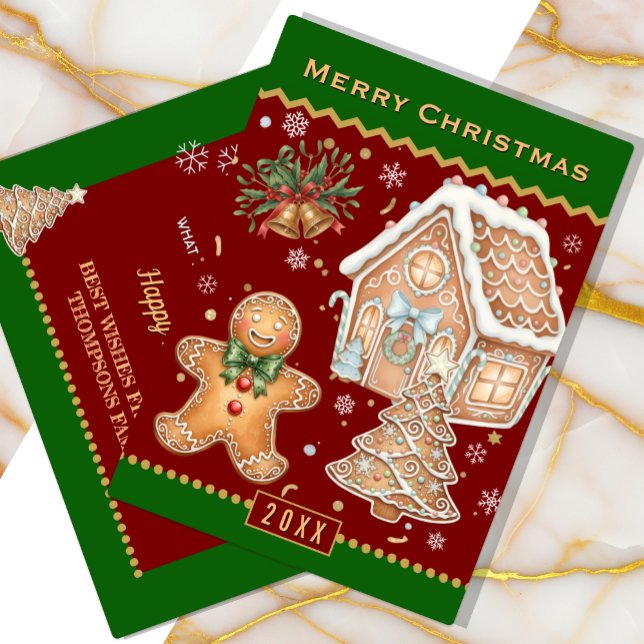 Christmas Baking Card, House, Gingerbread Man Holiday Card (Gingerbread Cookies Christmas Card)