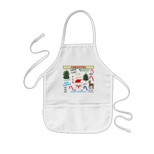 Christmas Baking Cookies Santa Reindeer NAME Kids' Apron