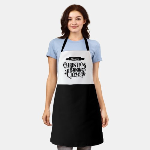 Christmas Baking Crew Black  White Personalized Apron