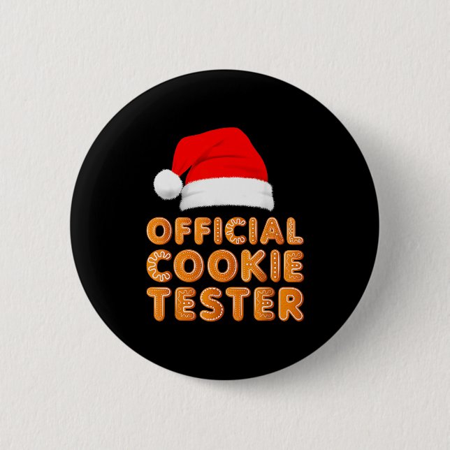 Christmas Baking Crew Cookie Tester Xmas Pajamas  Button (Front)
